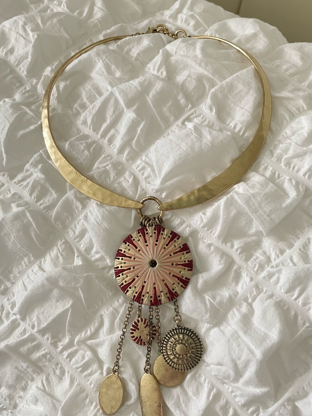 Gold-Tone Statement Pendant Necklace.